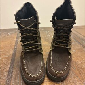 Men’s Skechers Denton Westlee Brown Lace-Up Boots; Size 10;Leather/Textile Upper